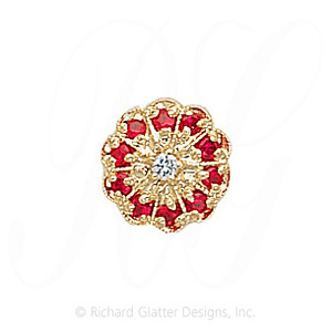 GS037 D/R - 14 Karat Gold Slide with Diamond center and Ruby accents 